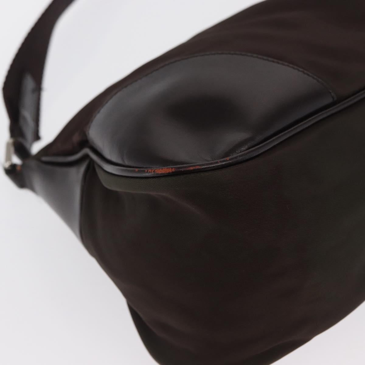 PRADA Shoulder Bag Nylon Khaki Silver Auth 169376