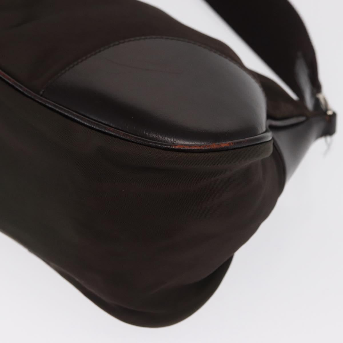 PRADA Shoulder Bag Nylon Khaki Silver Auth 169376