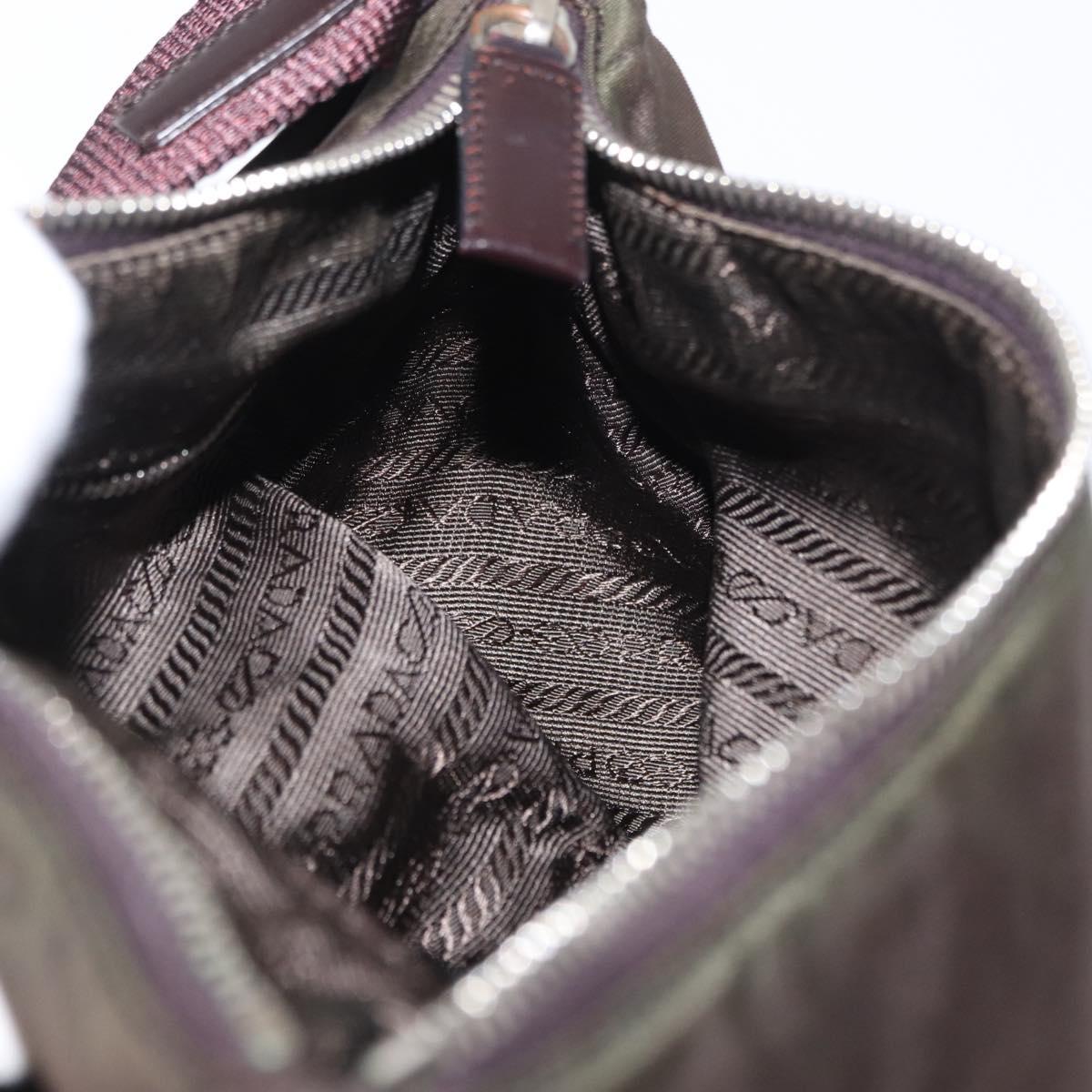 PRADA Shoulder Bag Nylon Khaki Silver Auth 169376
