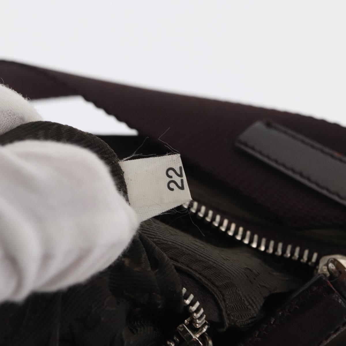 PRADA Shoulder Bag Nylon Khaki Silver Auth 169376