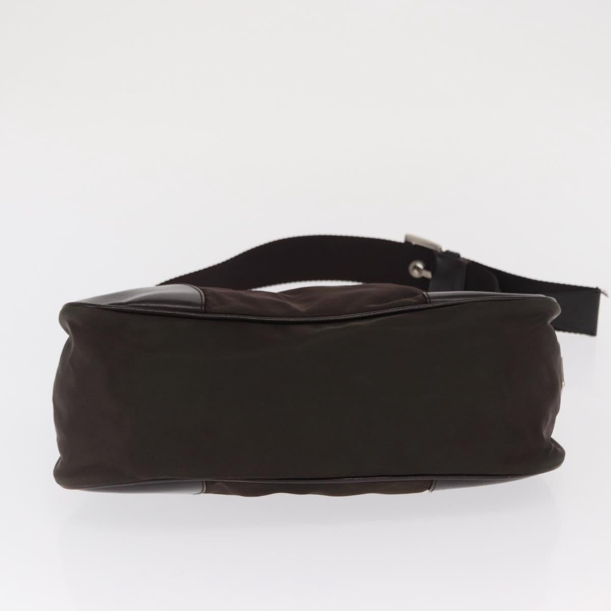 PRADA Shoulder Bag Nylon Khaki Silver Auth 169376