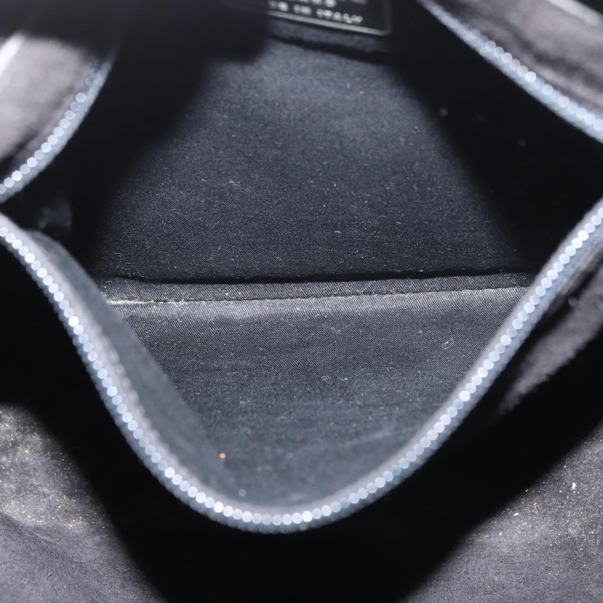PRADA Hand Bag Leather Black Silver Auth 169378