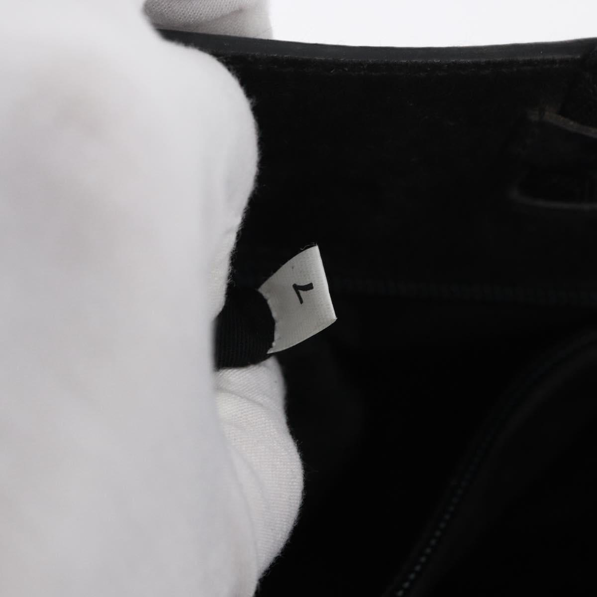 PRADA Hand Bag Leather Black Silver Auth 169378