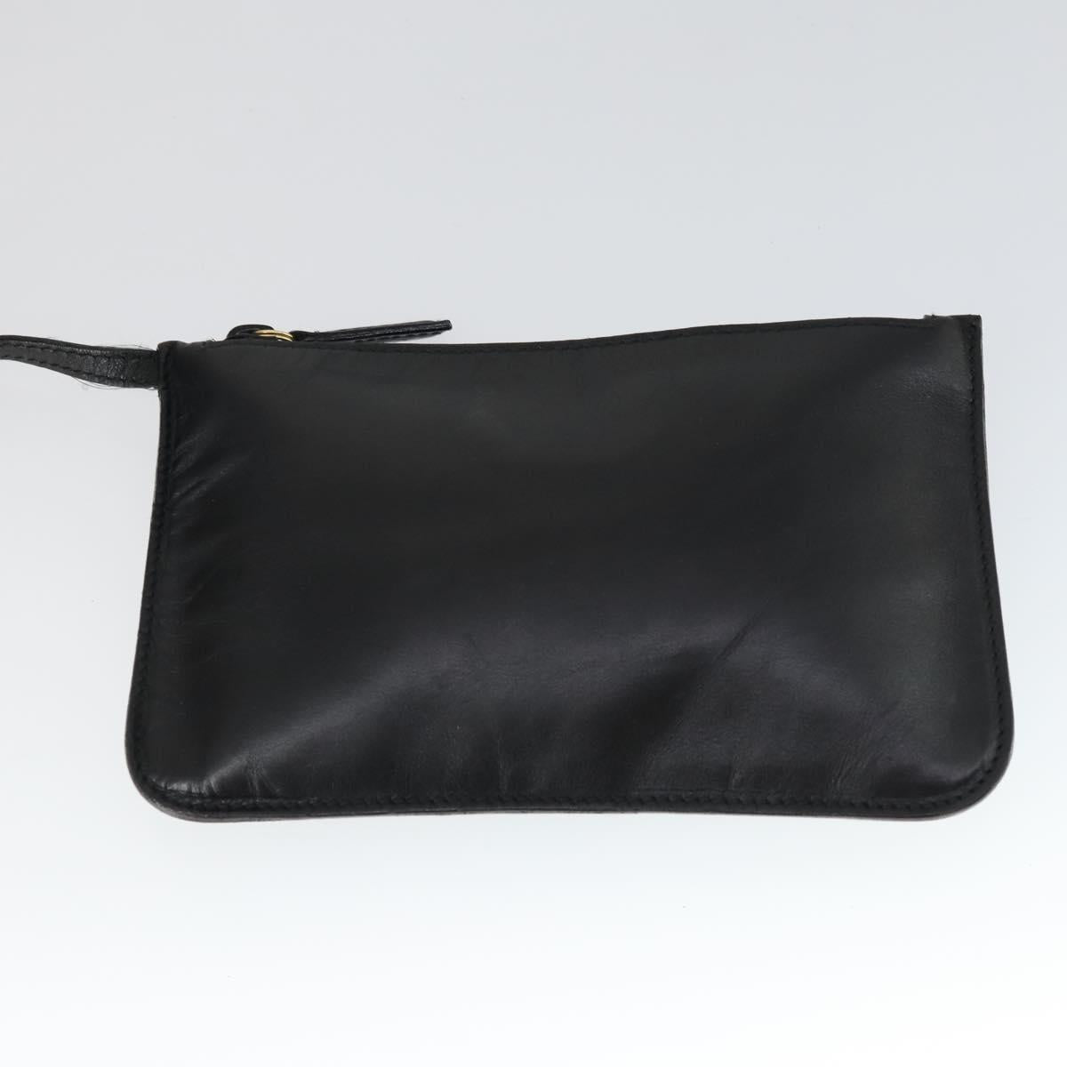 GUCCI Bamboo Shoulder Bag Leather Black Gold 001 2113 1880 Auth 169379