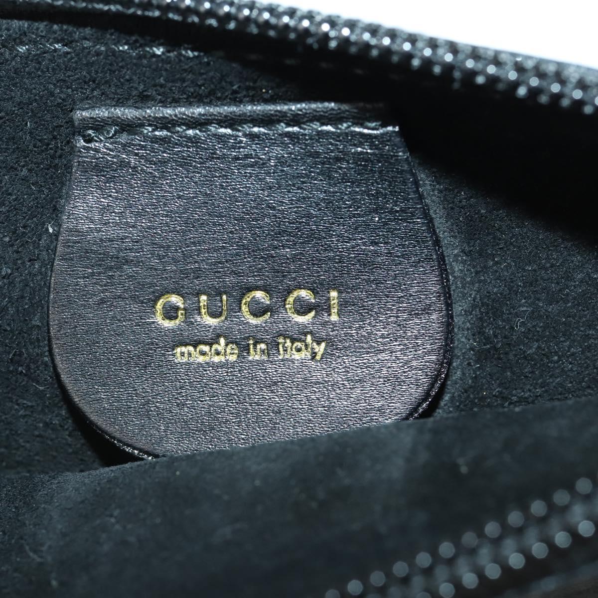 GUCCI Bamboo Shoulder Bag Leather Black Gold 001 2113 1880 Auth 169379