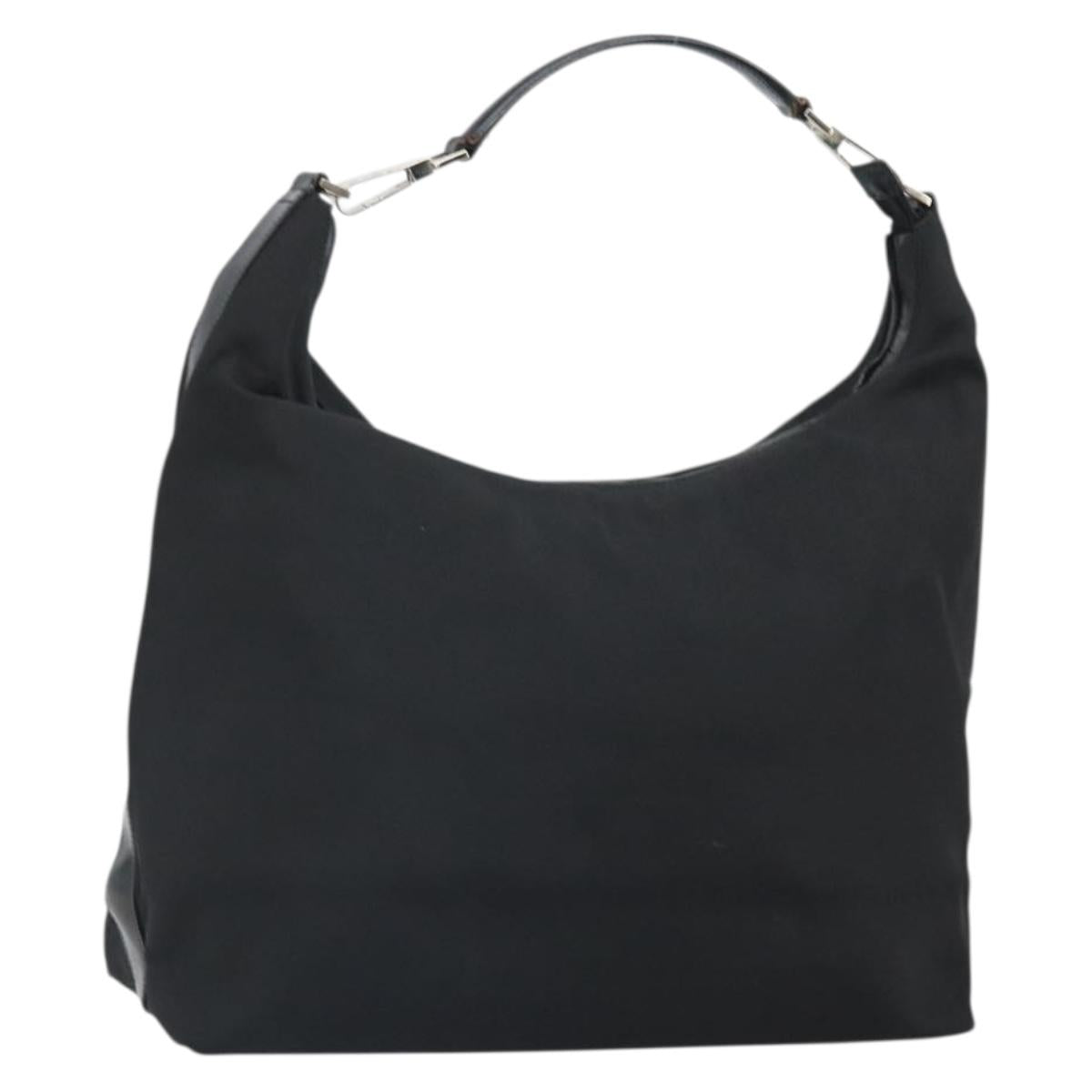 GUCCI Shoulder Bag Nylon Black Silver 001 1955 Auth 169381