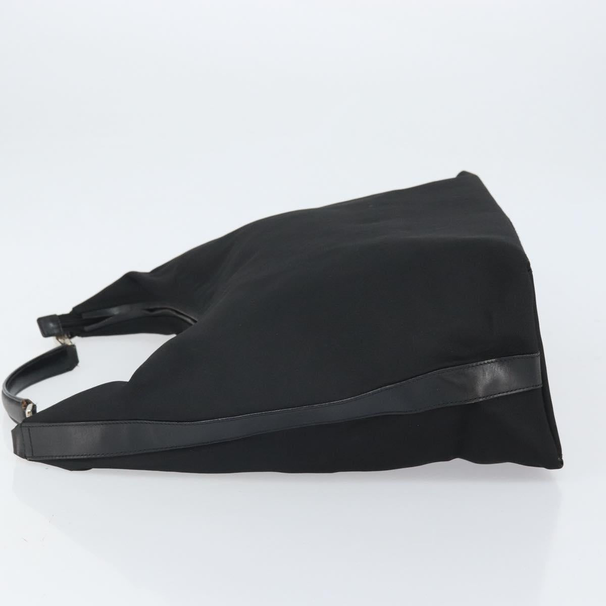GUCCI Shoulder Bag Nylon Black Silver 001 1955 Auth 169381