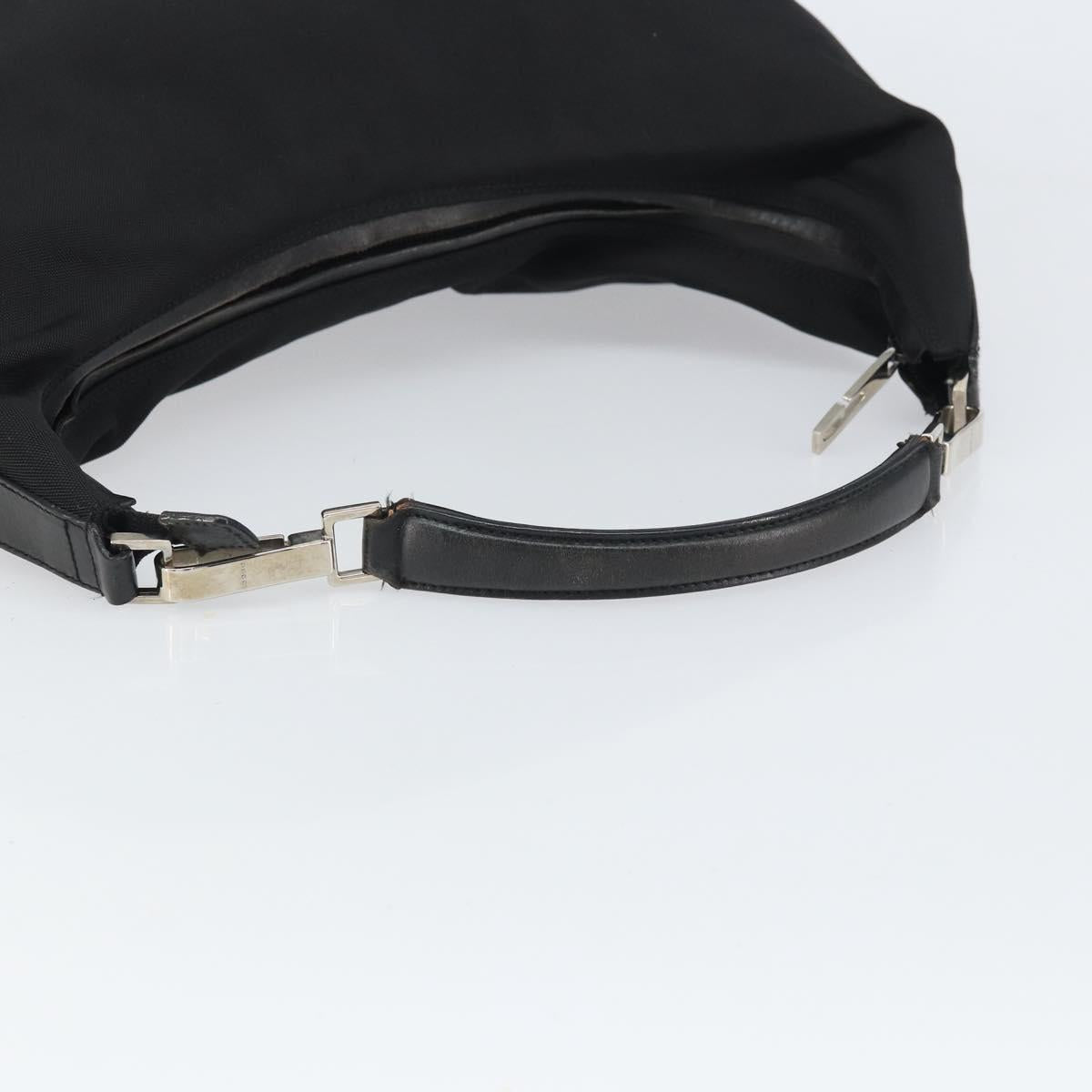 GUCCI Shoulder Bag Nylon Black Silver 001 1955 Auth 169381