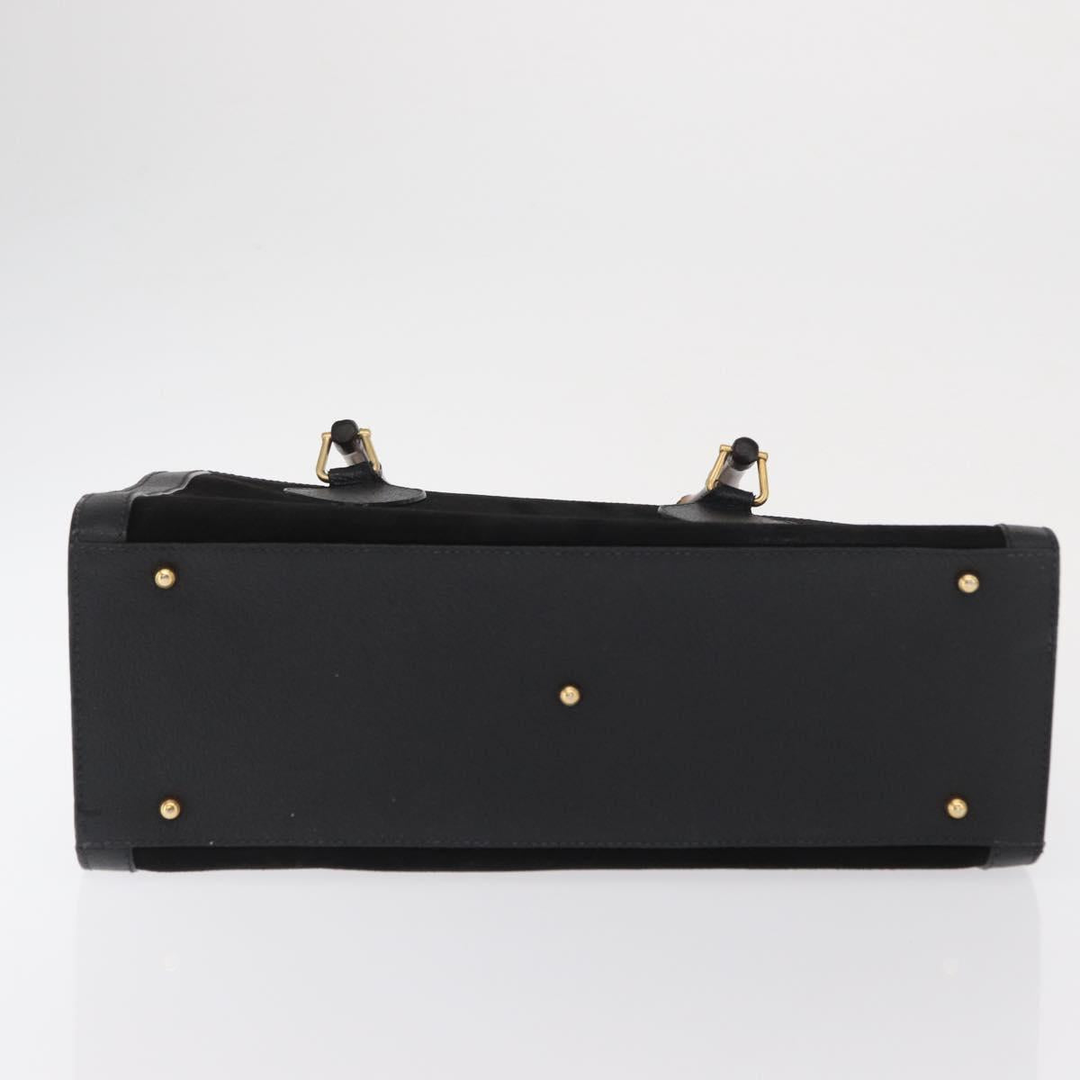 GUCCI Bamboo Hand Bag Suede Black Gold 002 1186 0260 Auth 169382