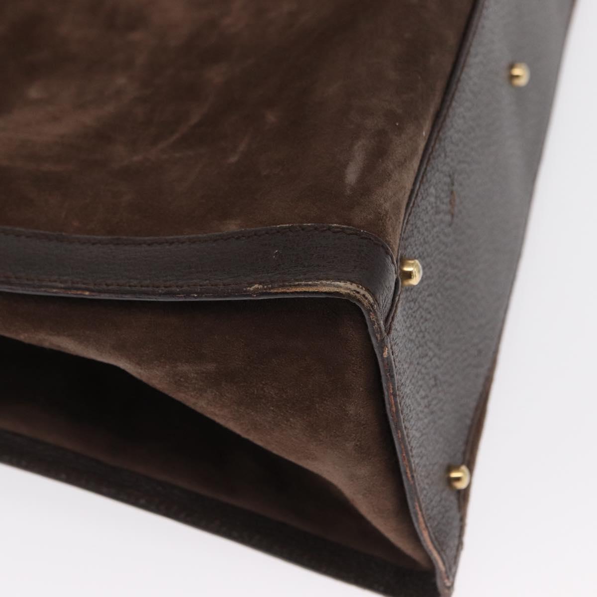 GUCCI Bamboo Hand Bag Suede Brown Gold 002 1095 0260 Auth 169383