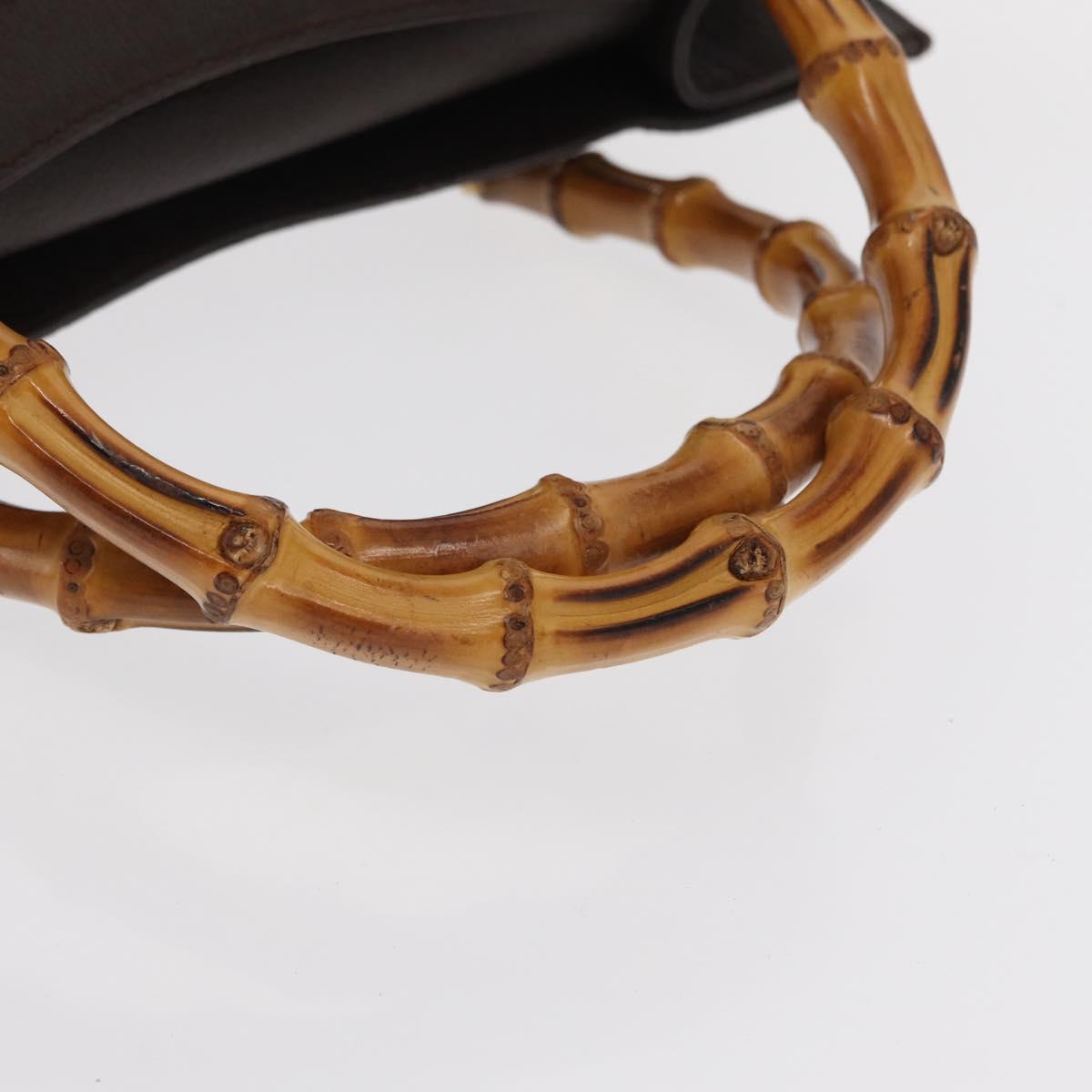 GUCCI Bamboo Hand Bag Suede Brown Gold 002 1095 0260 Auth 169383