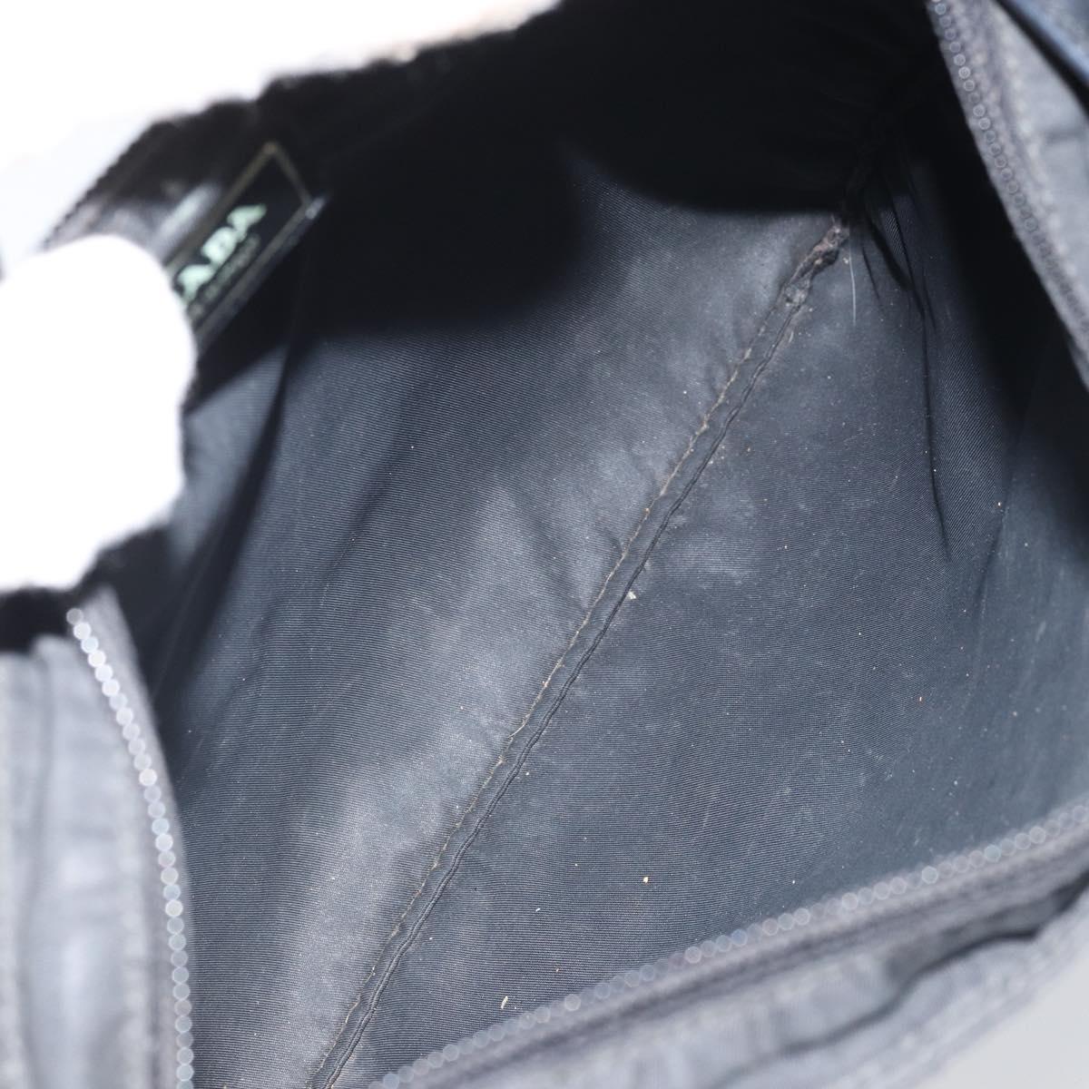PRADA Shoulder Bag Nylon Black Silver Auth 169384