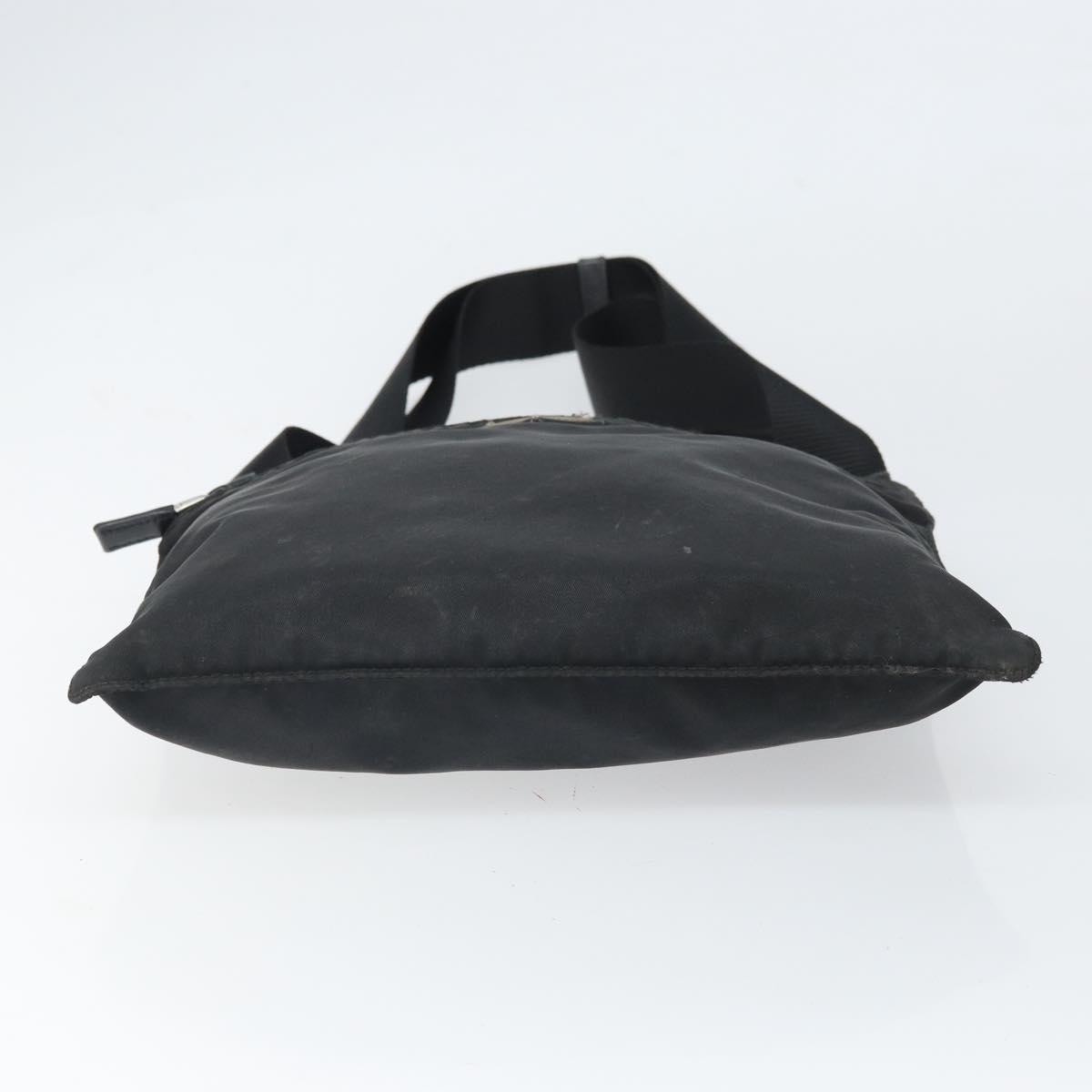 PRADA Shoulder Bag Nylon Black Silver Auth 169384