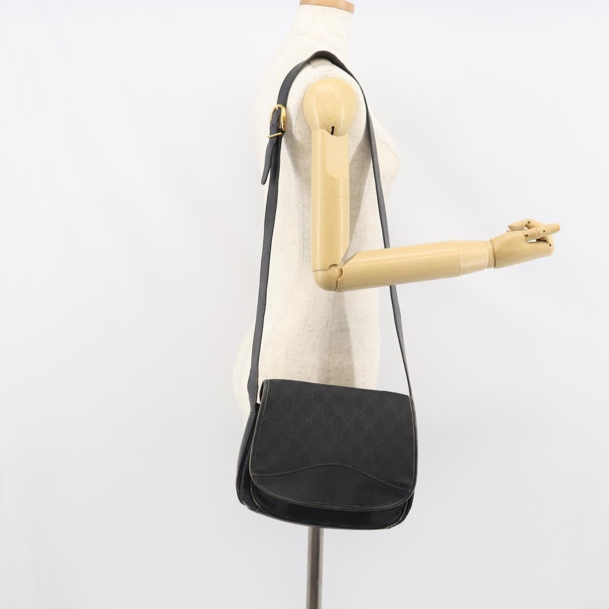 GUCCI GG Canvas Shoulder Bag Black Silver 001 2855 1625 0 Auth 169389