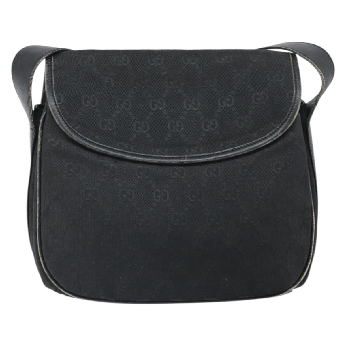 GUCCI GG Canvas Shoulder Bag Black Silver 001 2855 1625 0 Auth 169389