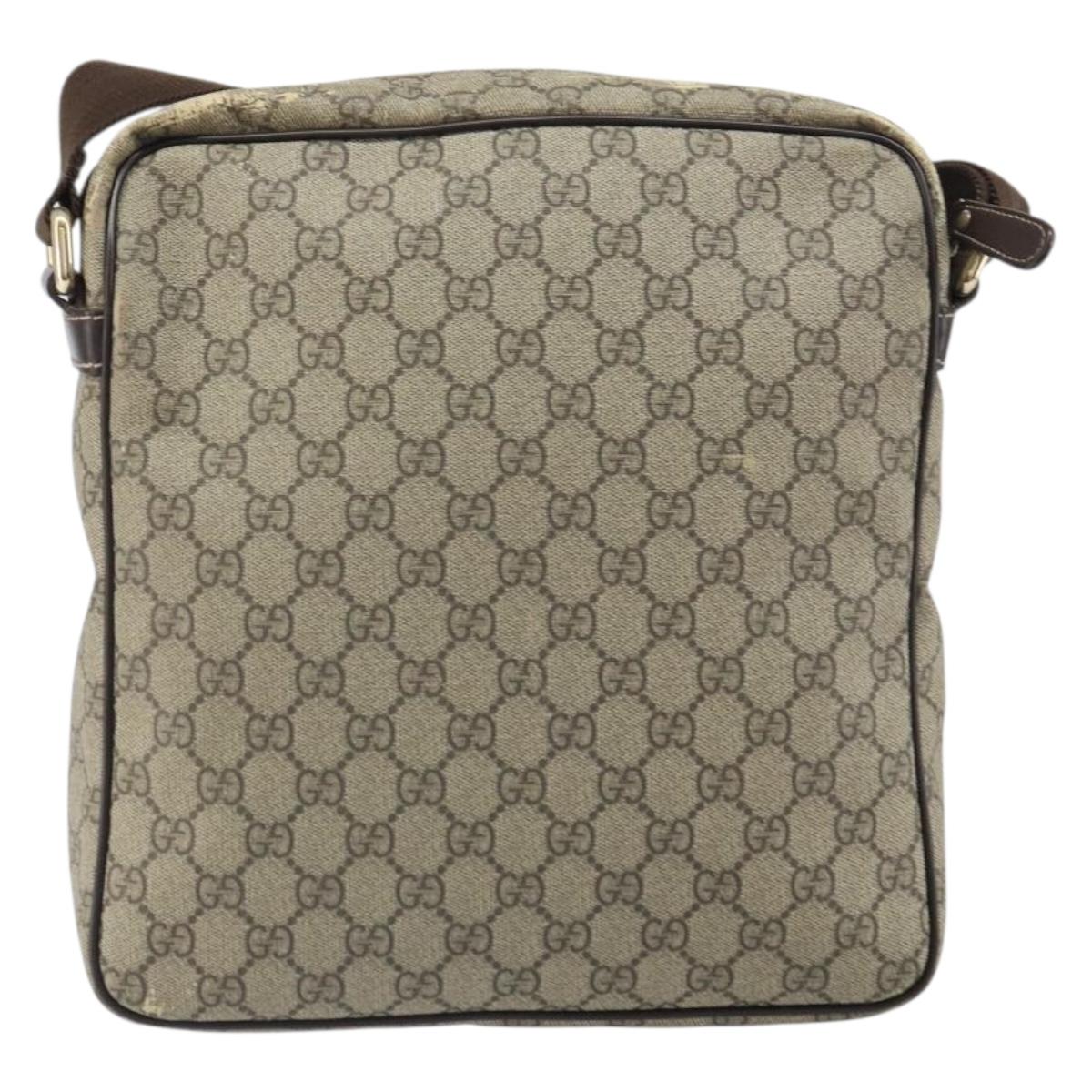 GUCCI GG Supreme Shoulder Bag PVC Beige Gold 201448 Auth 169391