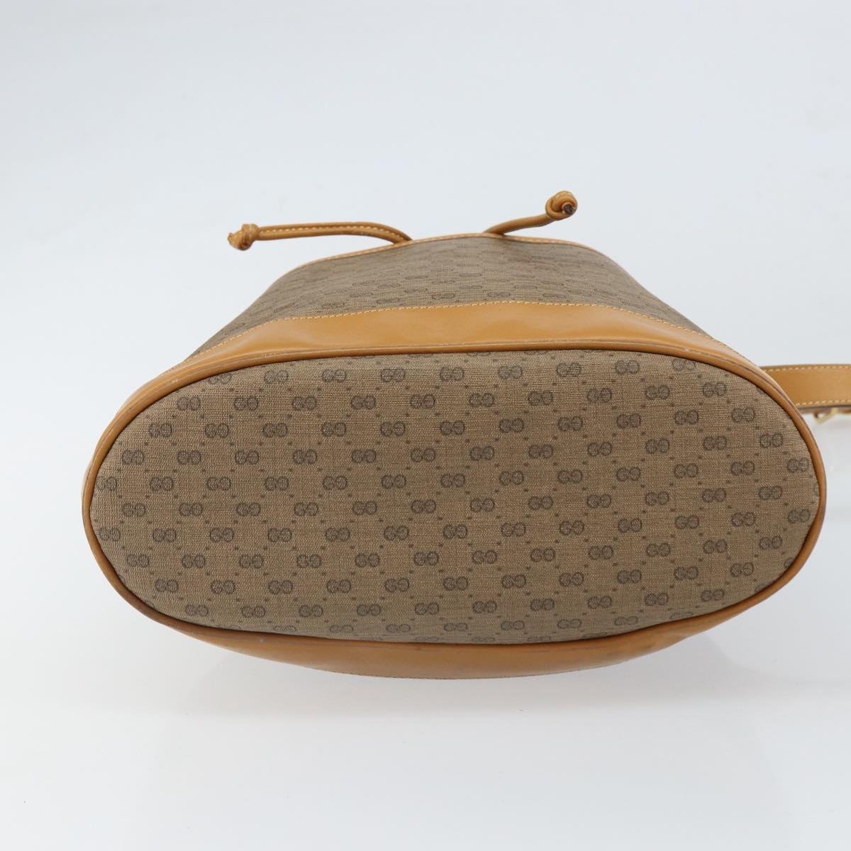 GUCCI Micro GG Supreme Shoulder Bag PVC Beige Gold Auth 169392