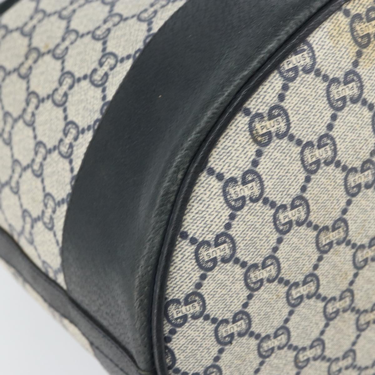 GUCCI GG Plus Supreme purse Shoulder Bag PVC Navy Gold Auth 169393