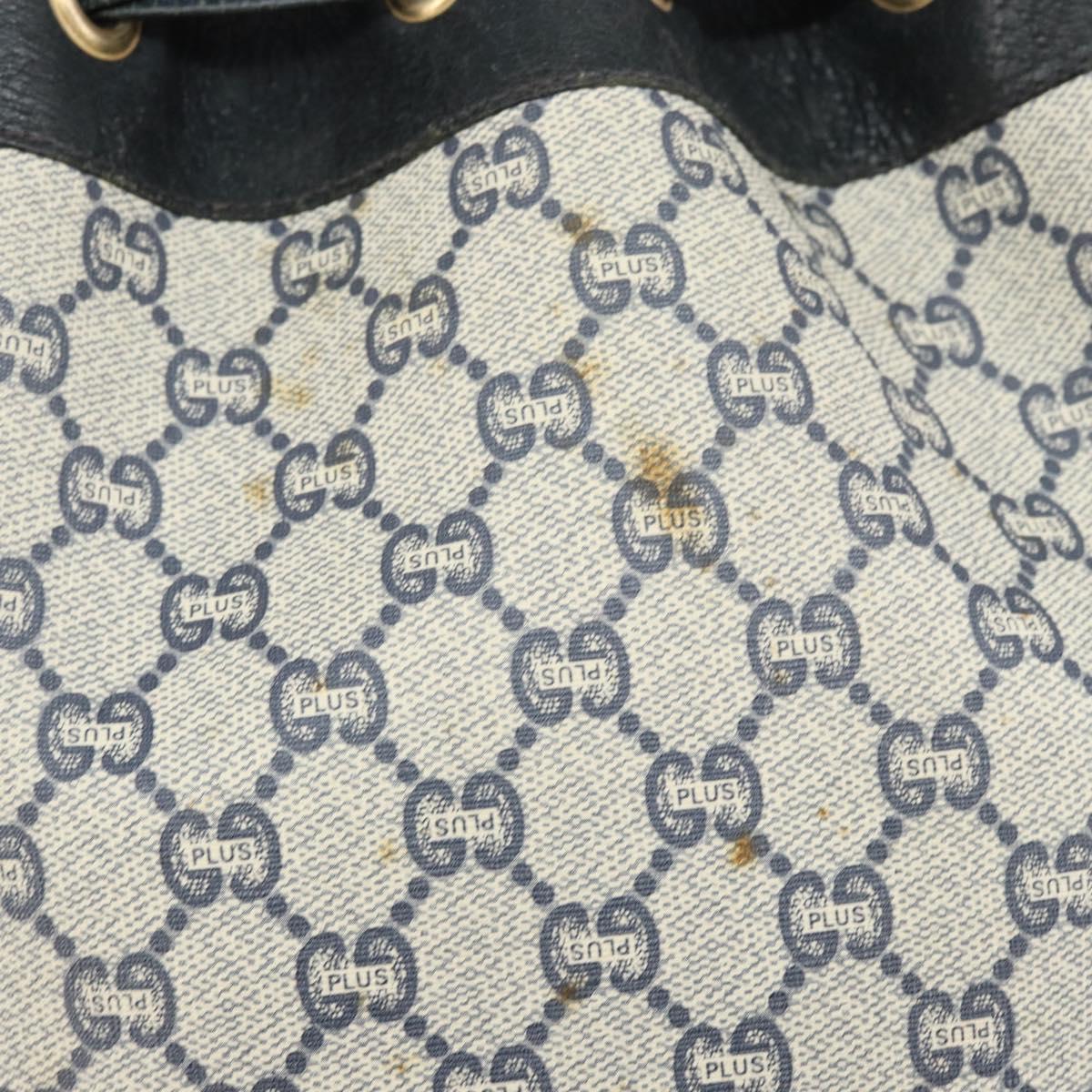 GUCCI GG Plus Supreme purse Shoulder Bag PVC Navy Gold Auth 169393