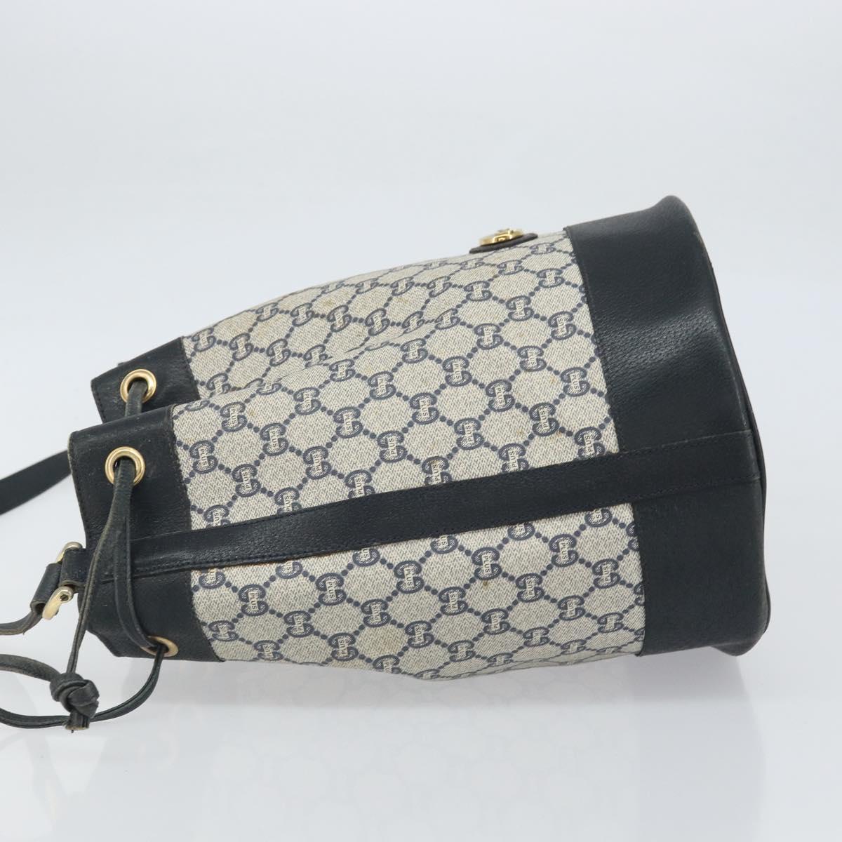 GUCCI GG Plus Supreme purse Shoulder Bag PVC Navy Gold Auth 169393