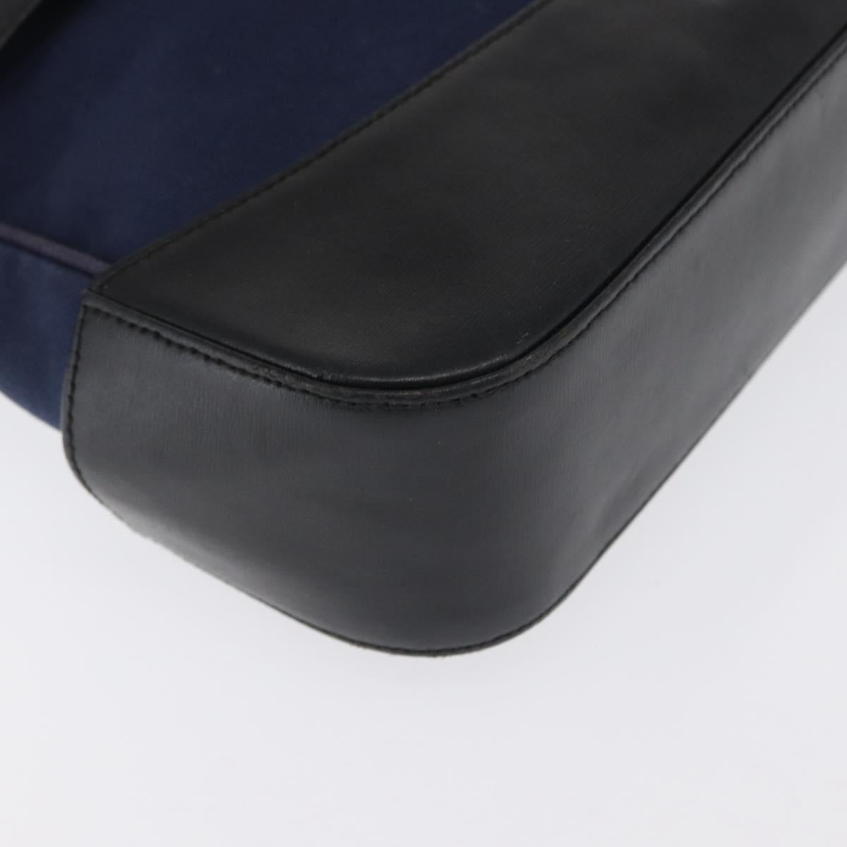Salvatore Ferragamo Shoulder Bag Canvas Navy Gold Auth 169396