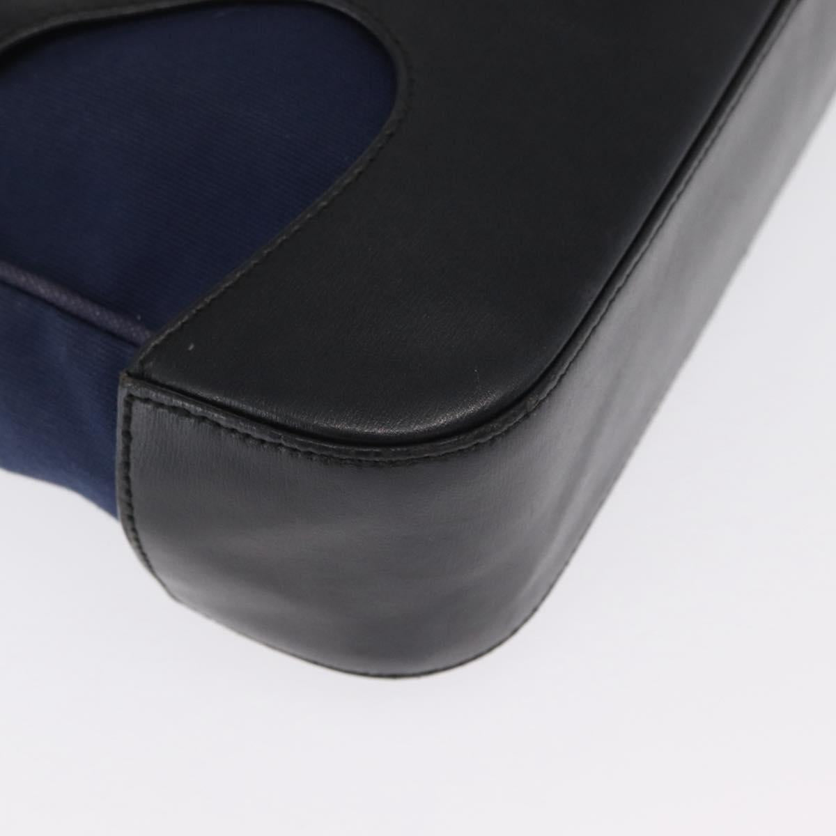 Salvatore Ferragamo Shoulder Bag Canvas Navy Gold Auth 169396