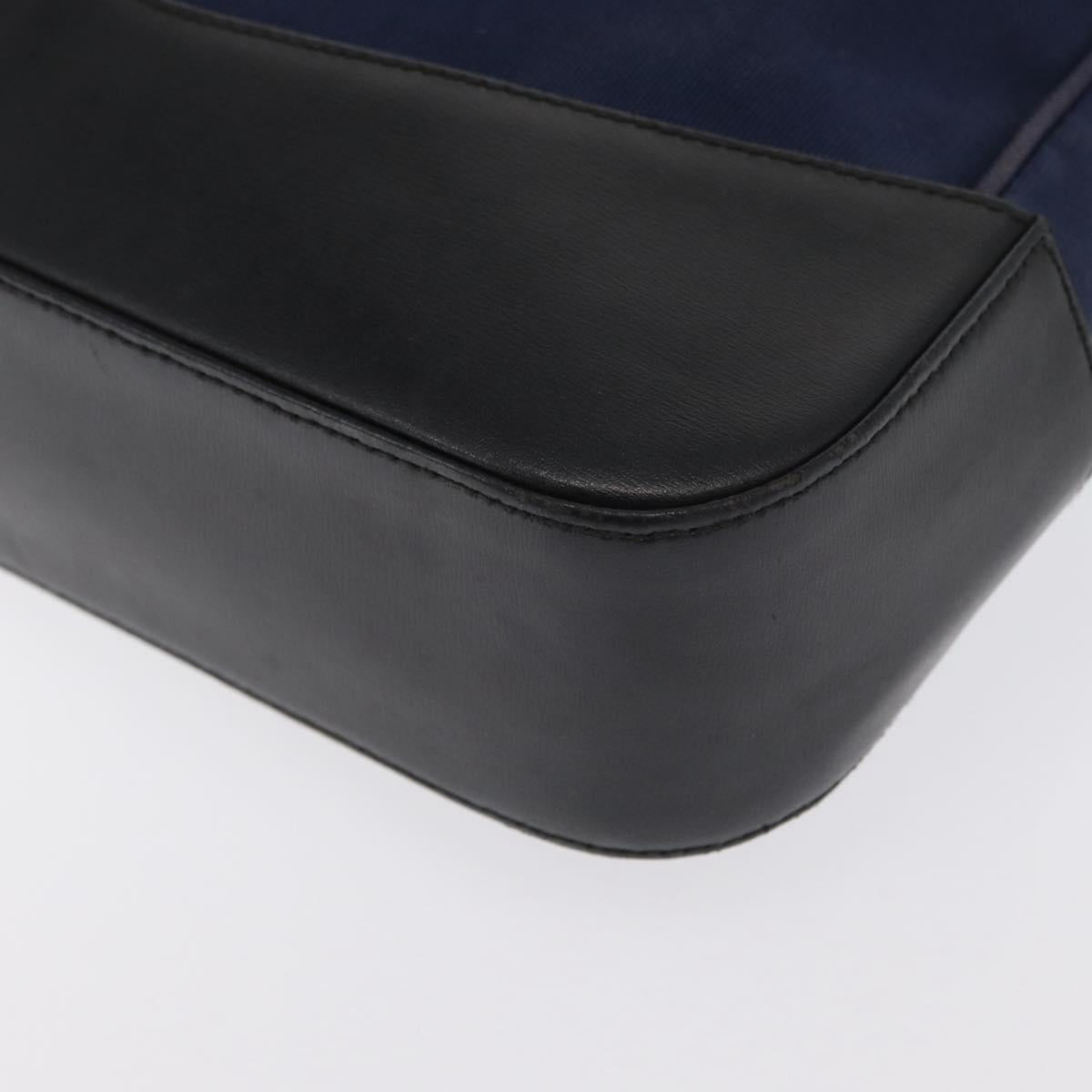 Salvatore Ferragamo Shoulder Bag Canvas Navy Gold Auth 169396