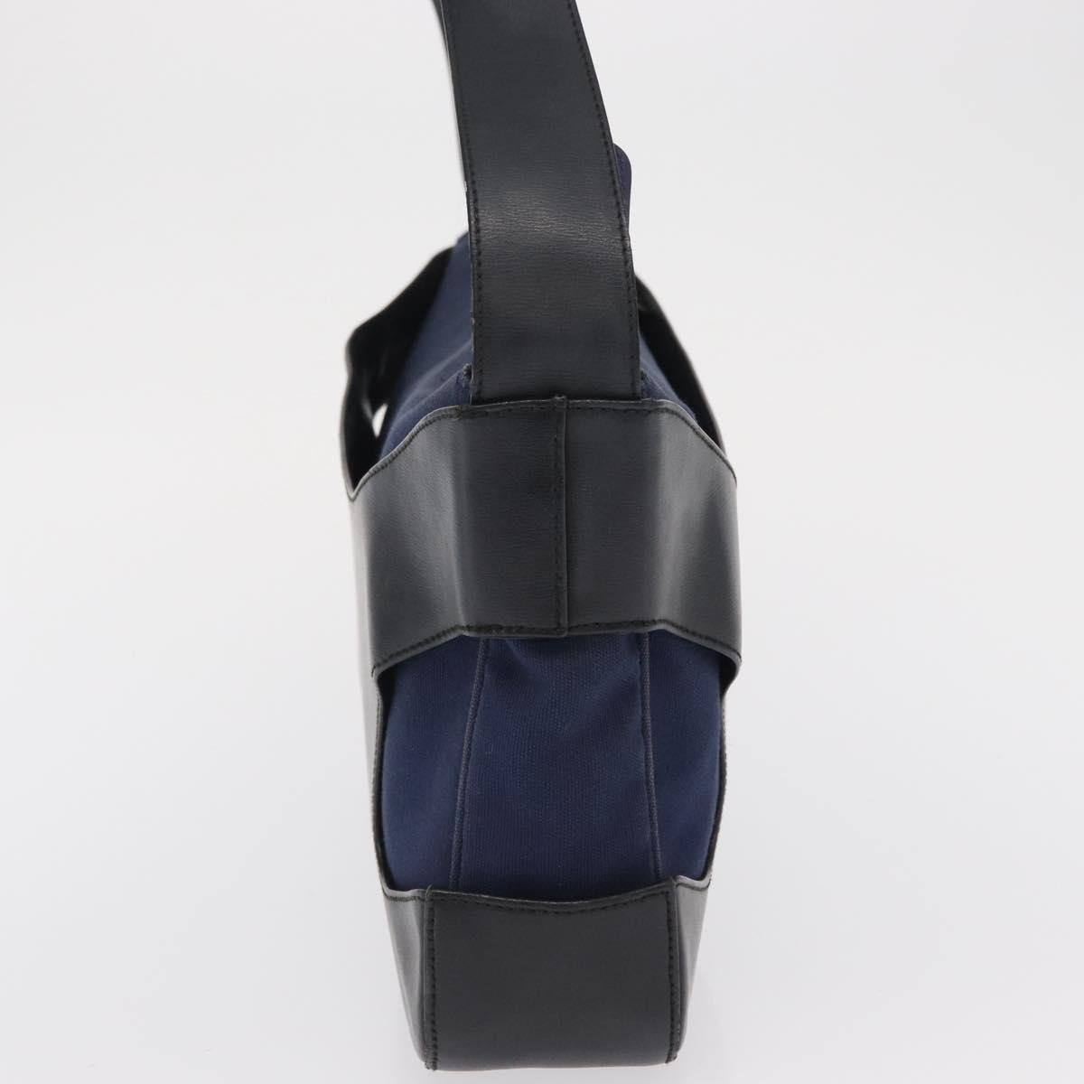 Salvatore Ferragamo Shoulder Bag Canvas Navy Gold Auth 169396