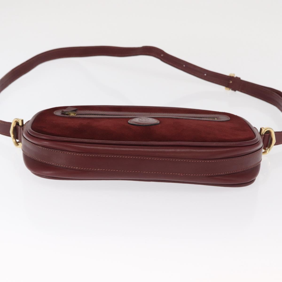CARTIER Must Line Shoulder Bag Leather Bordeaux Gold Auth 169400