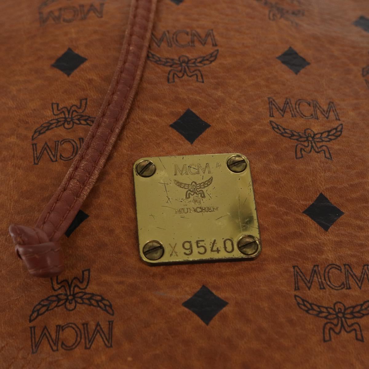 MCM Vicetos Logogram Purse Shoulder Bag PVC Leather Brown Gold Auth 169403