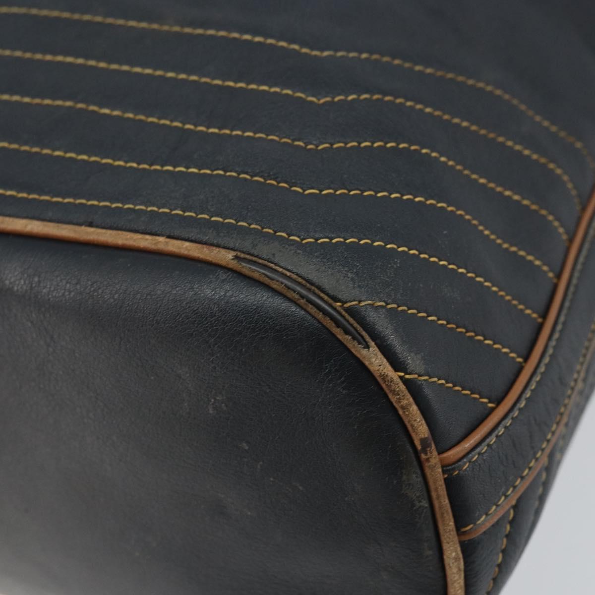 CELINE Purse Shoulder Bag Leather Black Gold Auth 169404
