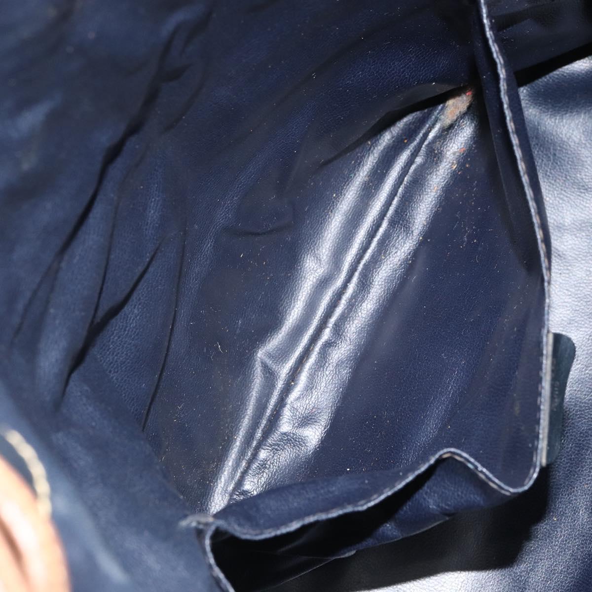 CELINE Purse Shoulder Bag Leather Black Gold Auth 169404