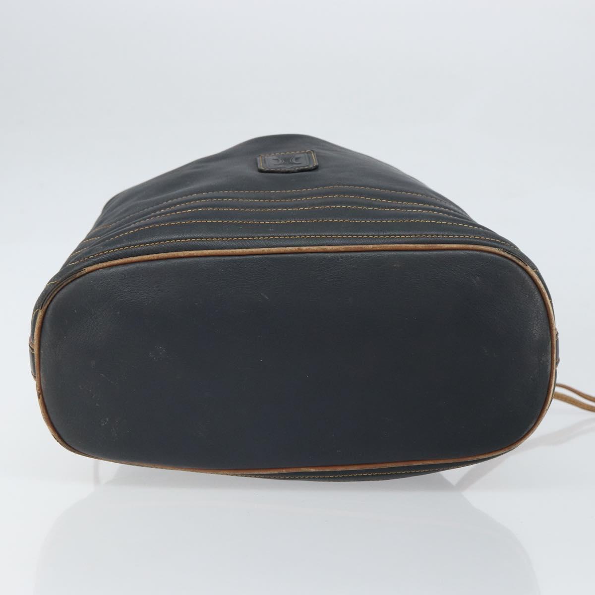 CELINE Purse Shoulder Bag Leather Black Gold Auth 169404