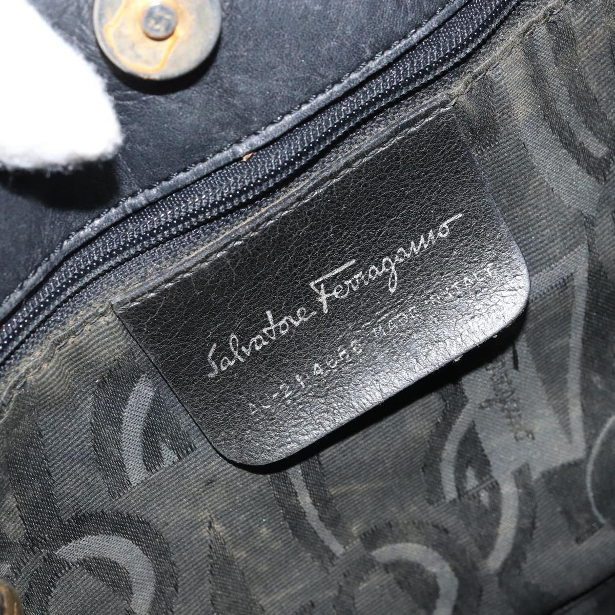 Salvatore Ferragamo Tote Bag Canvas Black Gold Auth 169405