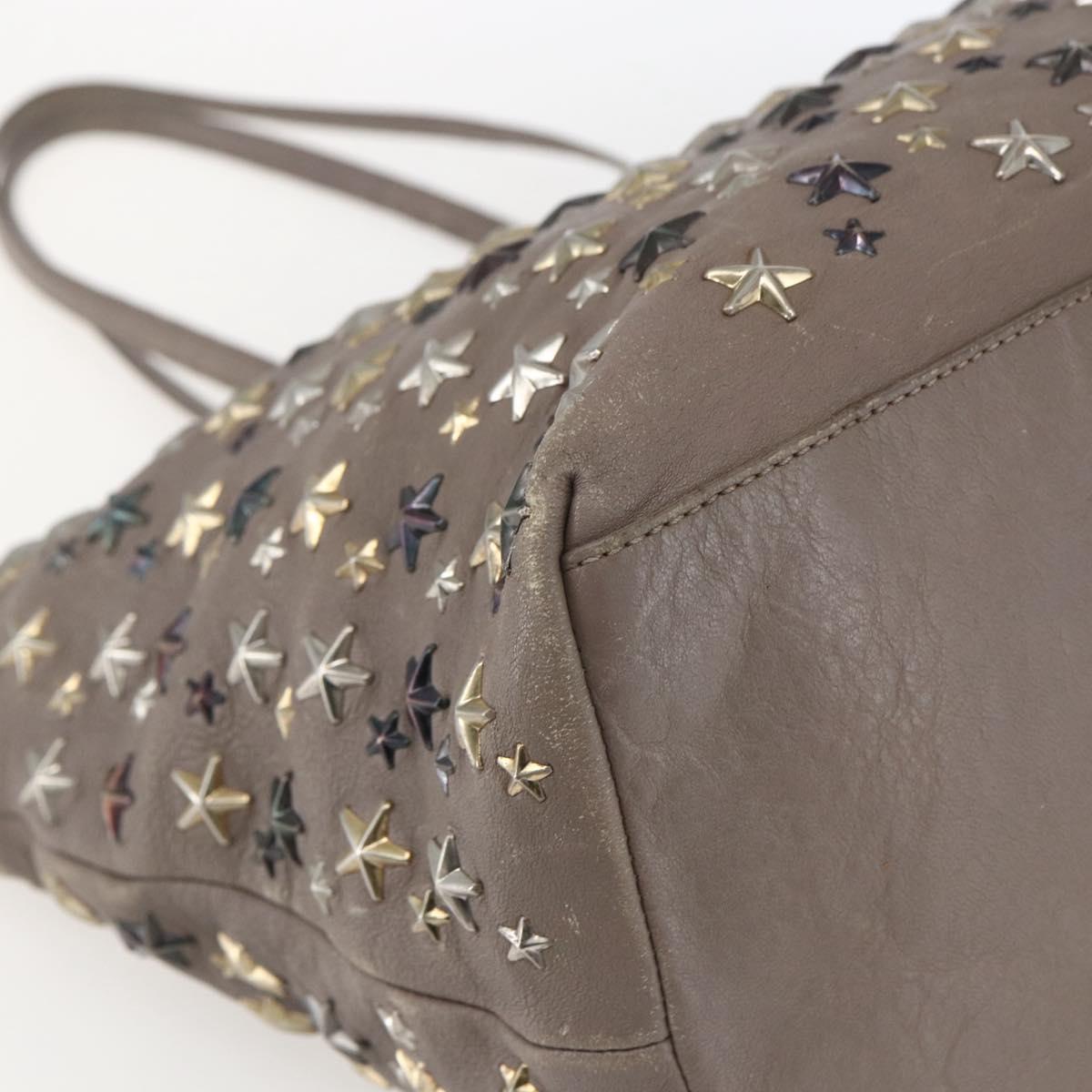 Jimmy Choo Studs Tote Bag Leather Beige Auth 169409