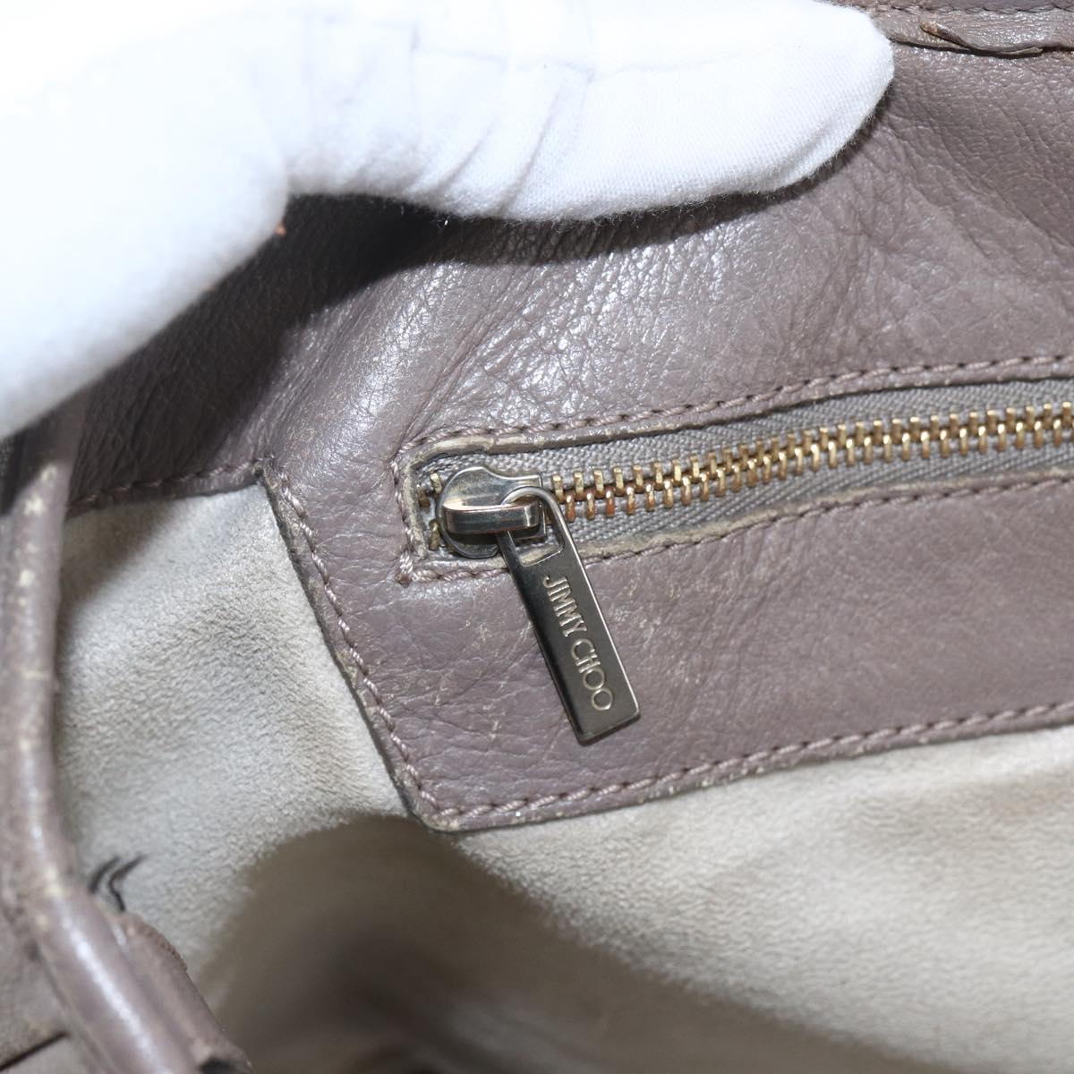 Jimmy Choo Studs Tote Bag Leather Beige Auth 169409