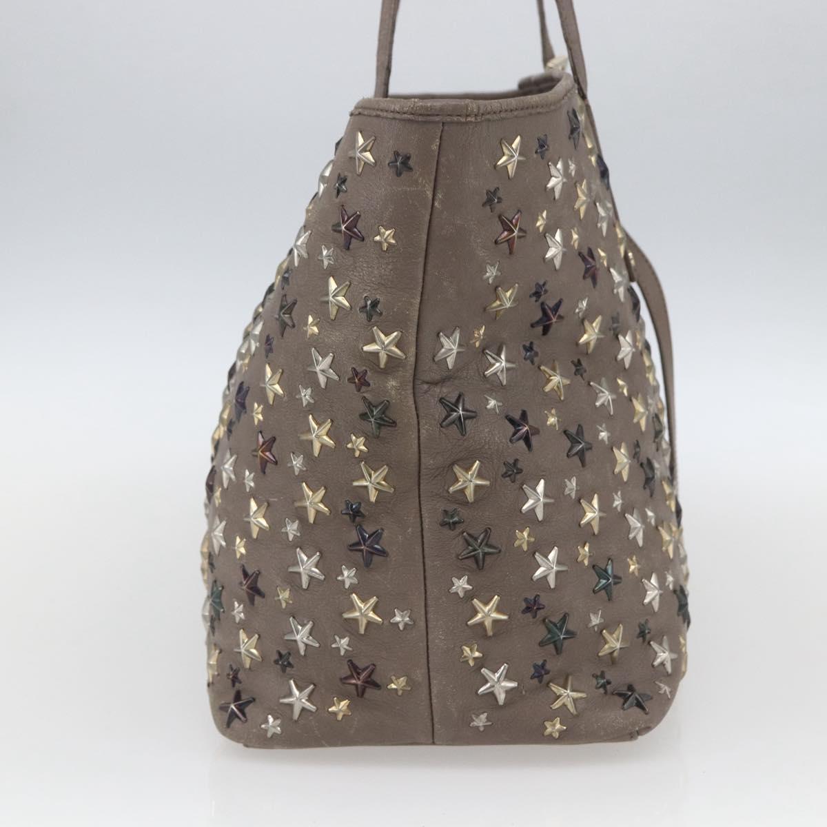 Jimmy Choo Studs Tote Bag Leather Beige Auth 169409
