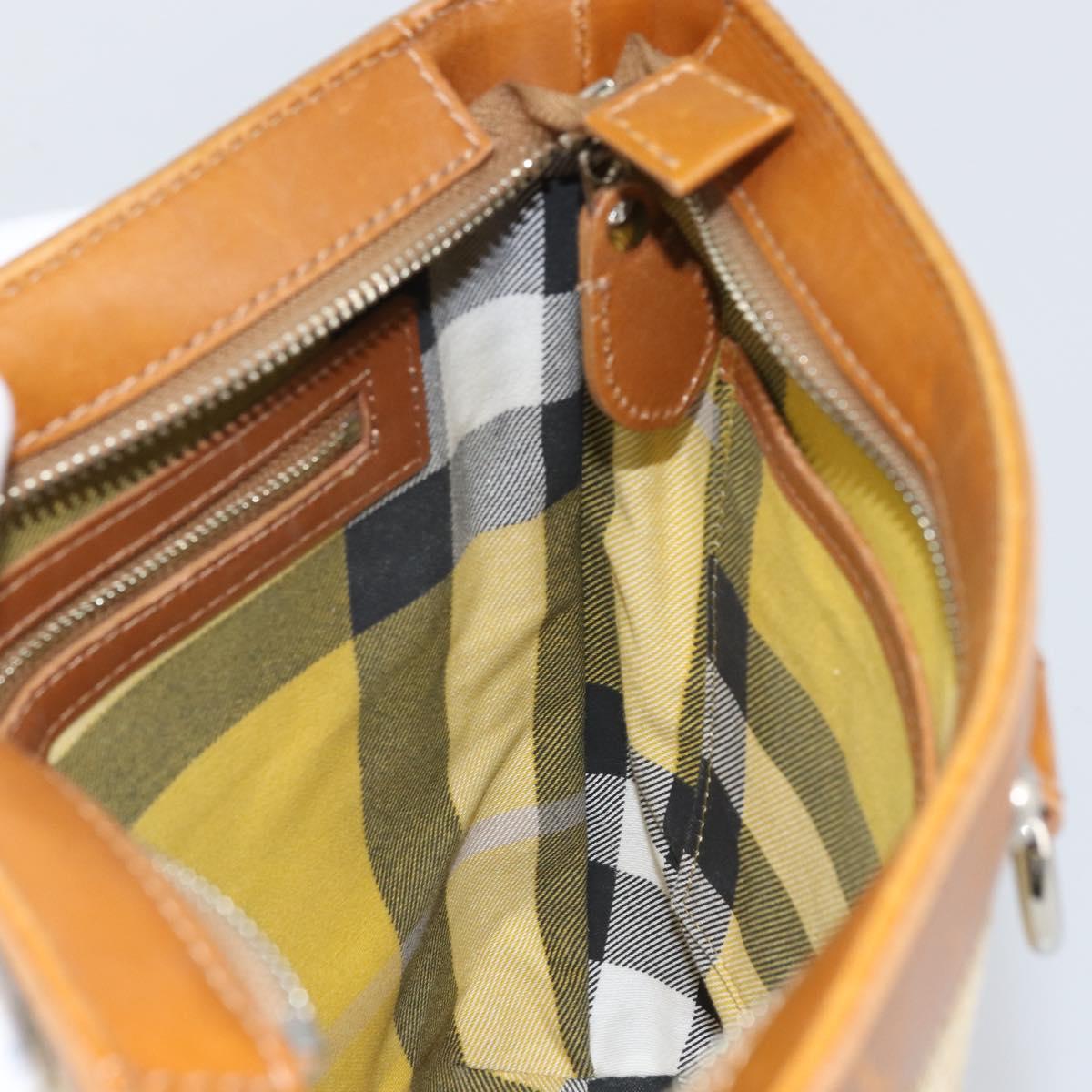 BURBERRY Shoulder Bag Canvas Beige Silver Auth 169410