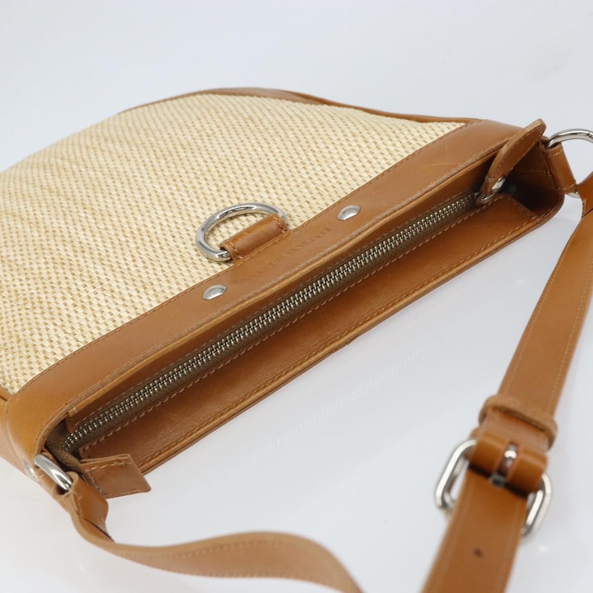 BURBERRY Shoulder Bag Canvas Beige Silver Auth 169410