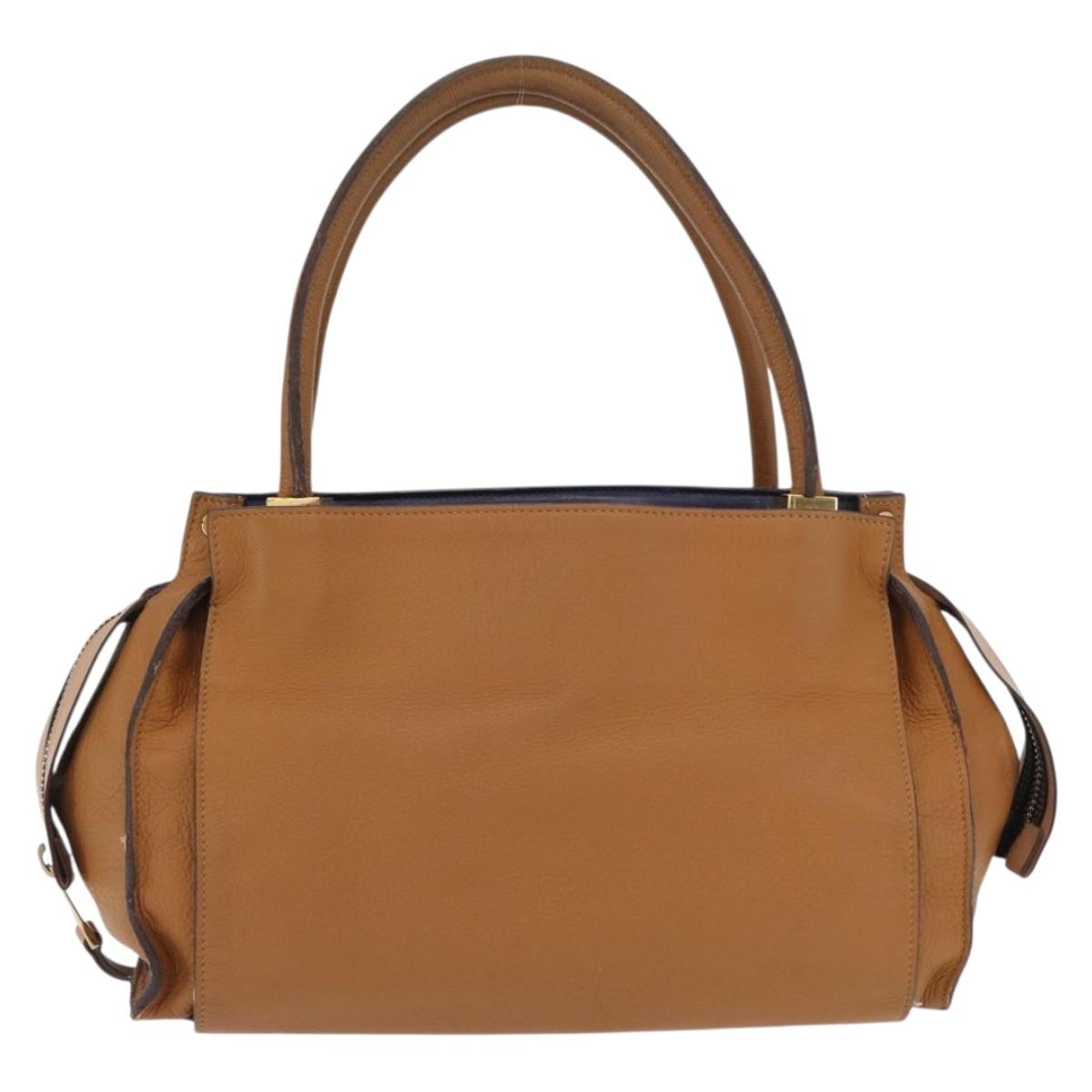 Chloe Hand Bag Leather Brown Gold Auth 169414