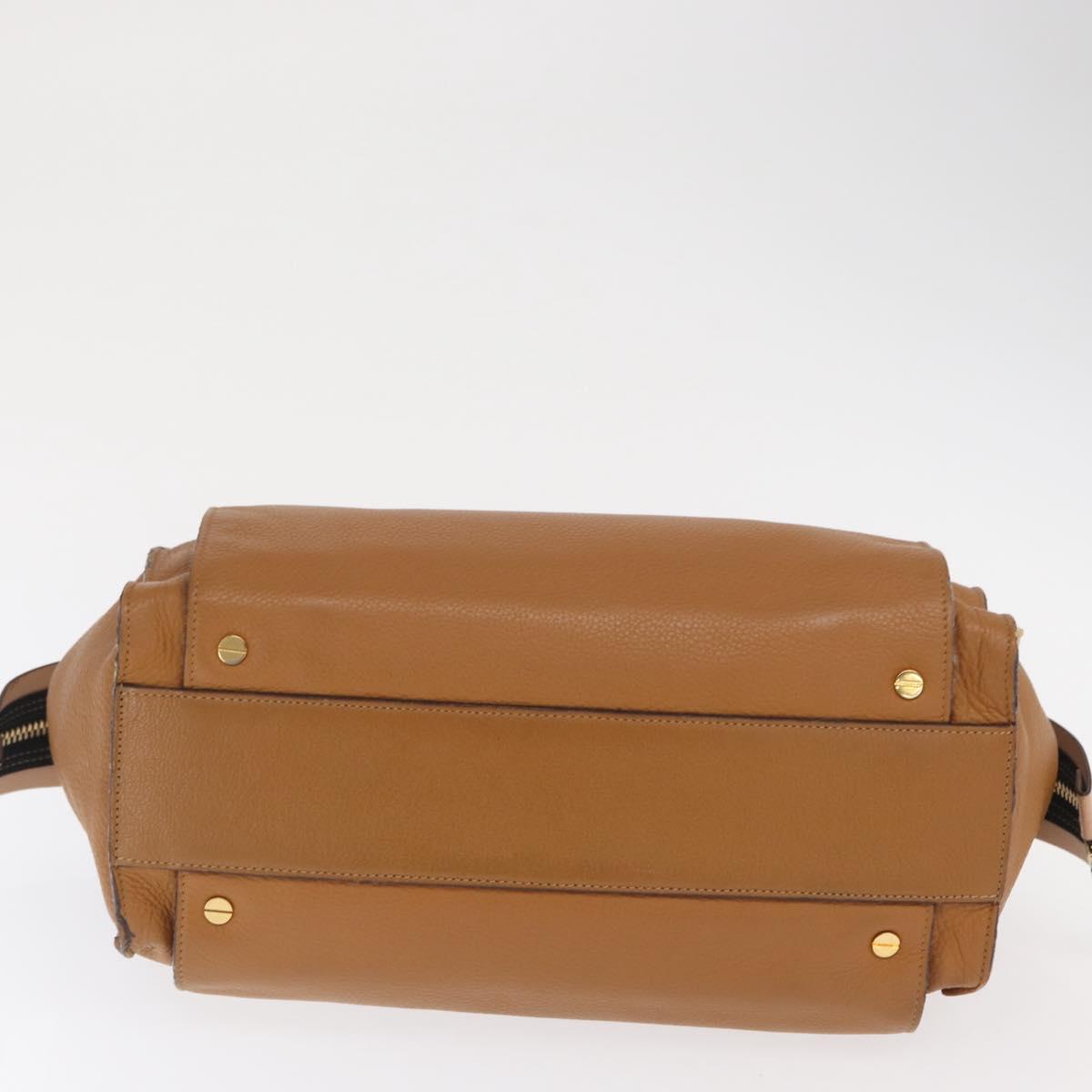 Chloe Hand Bag Leather Brown Gold Auth 169414