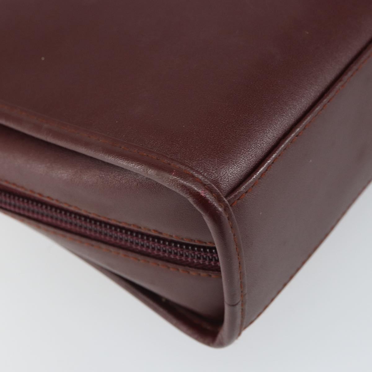 CARTIER Must Line Clutch Bag Leather Bordeaux Gold Auth 169415