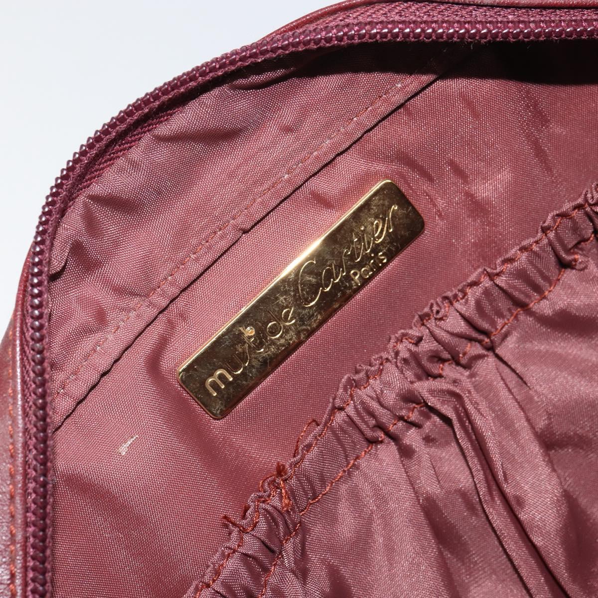 CARTIER Must Line Clutch Bag Leather Bordeaux Gold Auth 169415