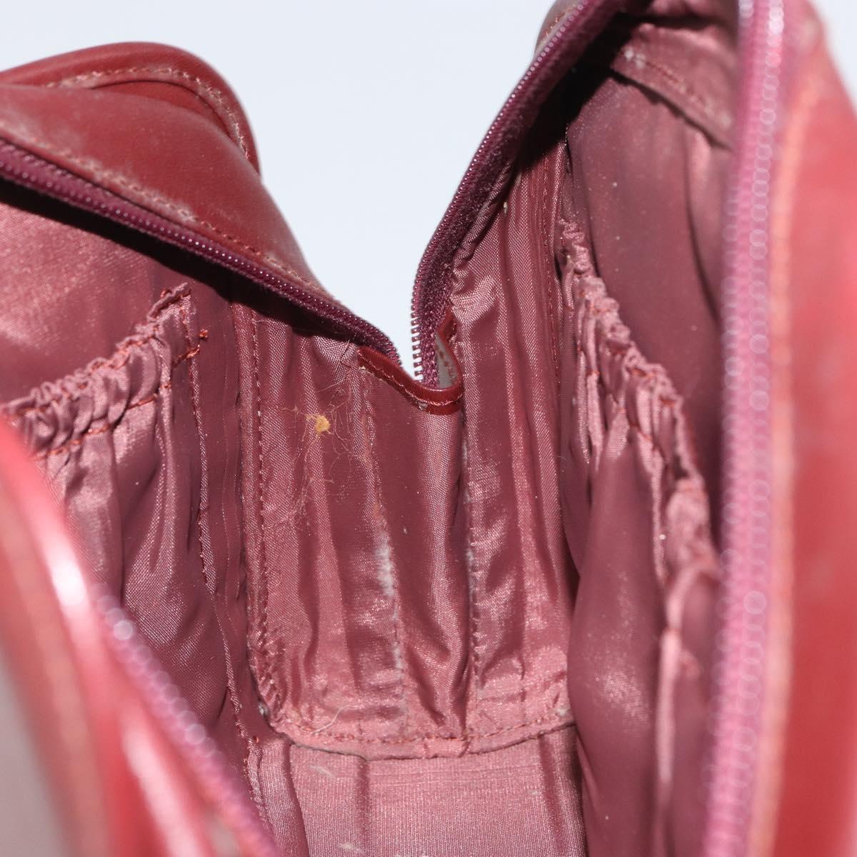 CARTIER Must Line Clutch Bag Leather Bordeaux Gold Auth 169415