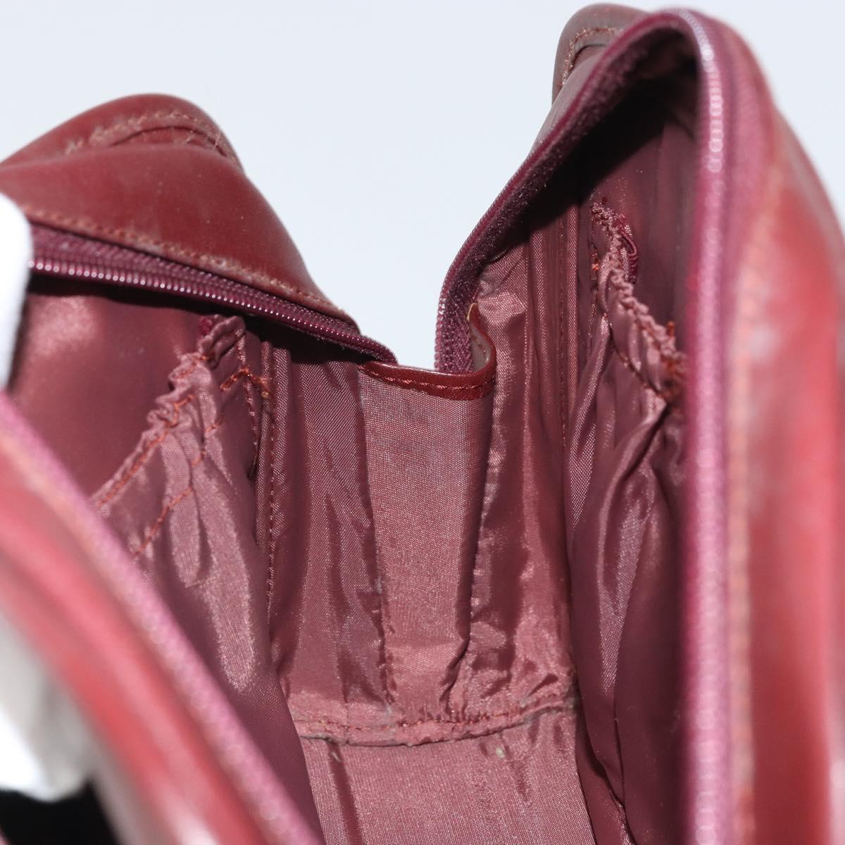 CARTIER Must Line Clutch Bag Leather Bordeaux Gold Auth 169415