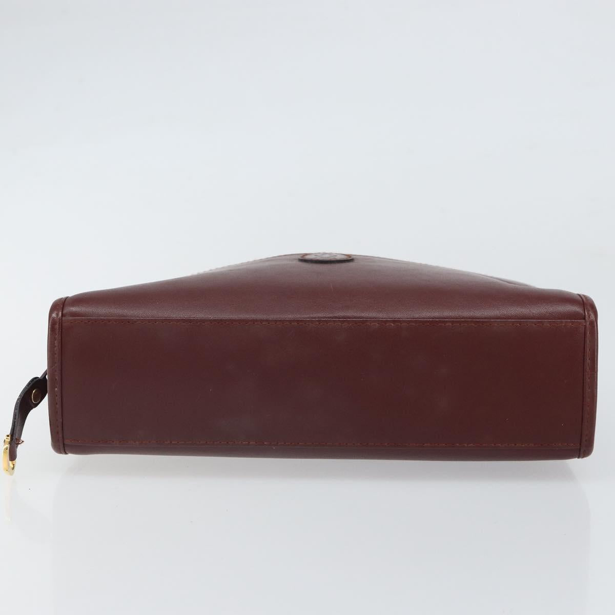 CARTIER Must Line Clutch Bag Leather Bordeaux Gold Auth 169415