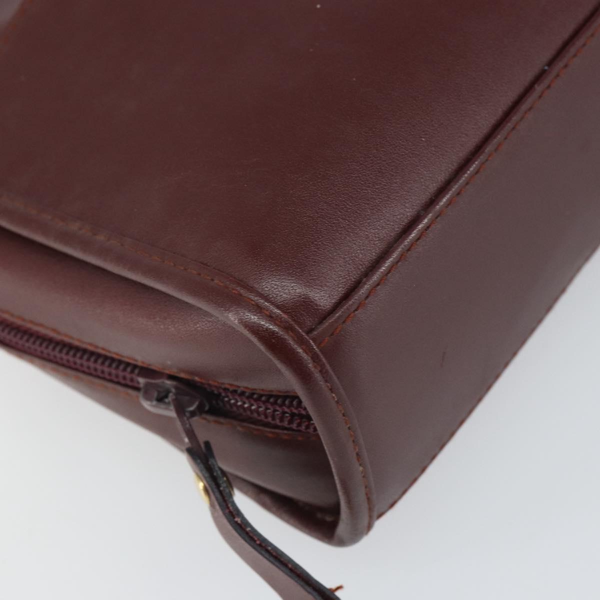 CARTIER Must Line Clutch Bag Leather Bordeaux Gold Auth 169415