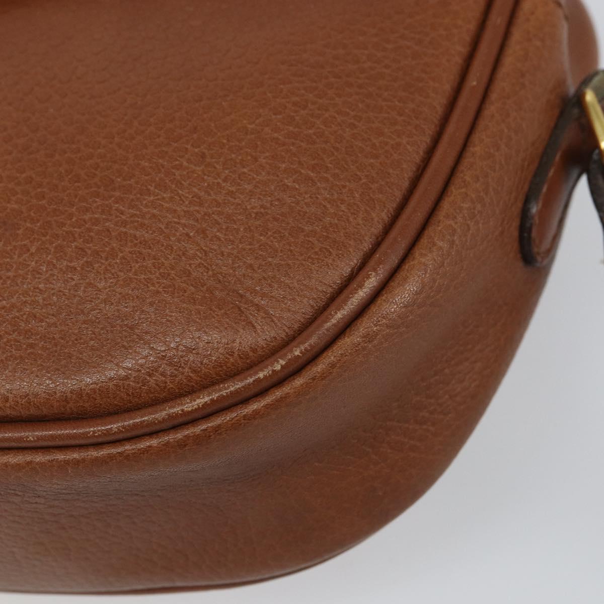Burberrys Shoulder Bag Leather Brown Gold Auth 169417