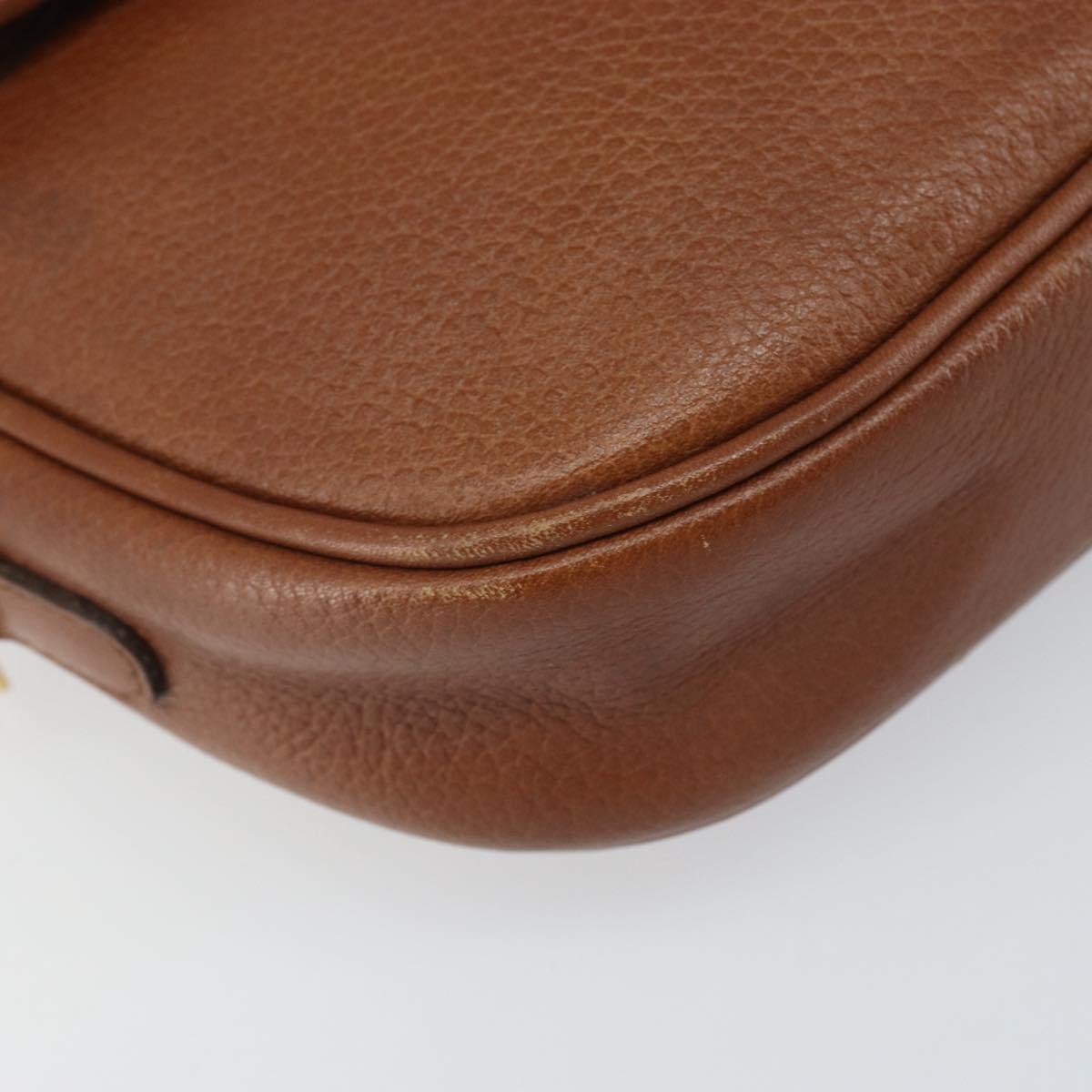 Burberrys Shoulder Bag Leather Brown Gold Auth 169417