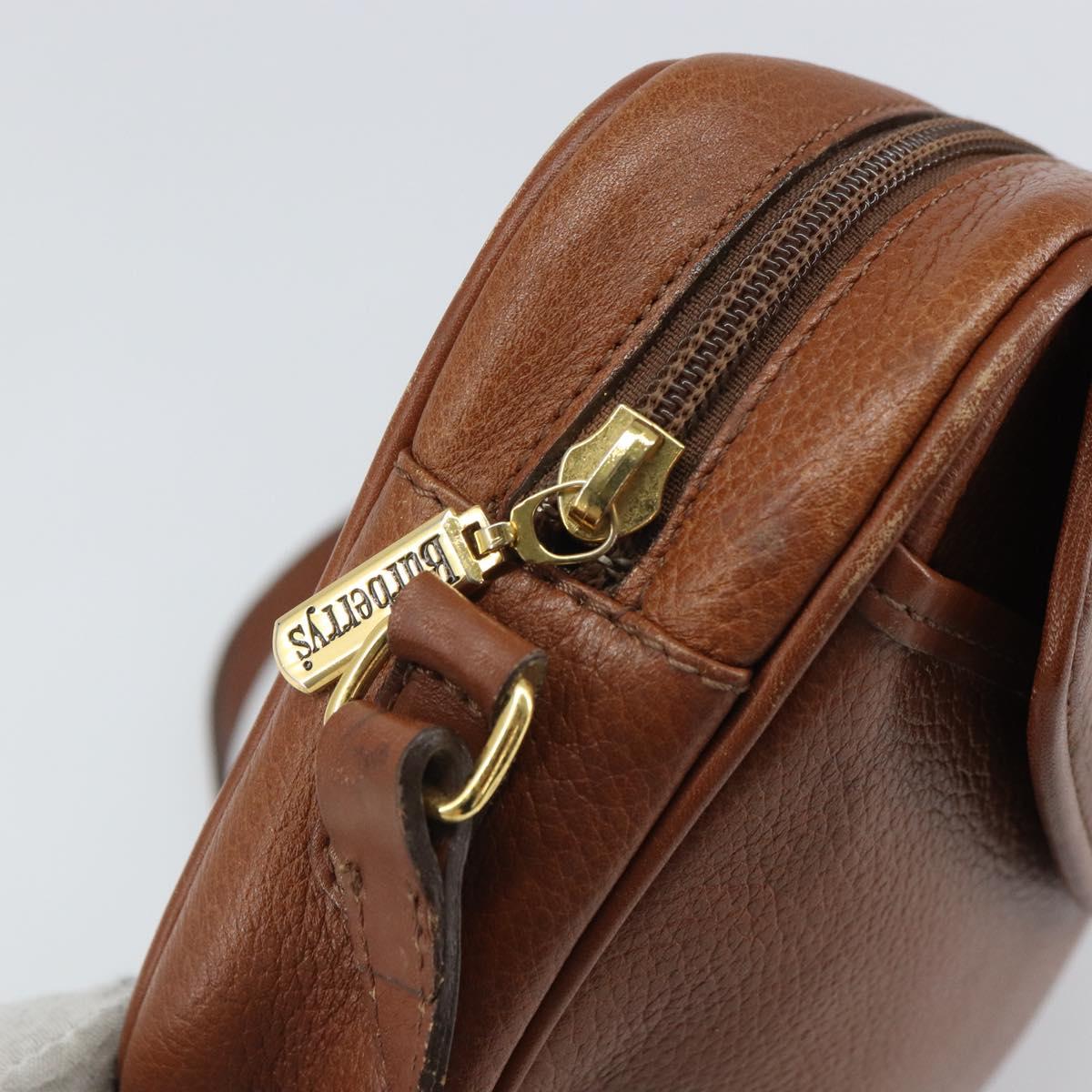 Burberrys Shoulder Bag Leather Brown Gold Auth 169417